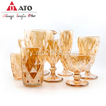 Wynglêsmasjine makke embossed Wine Glass Set